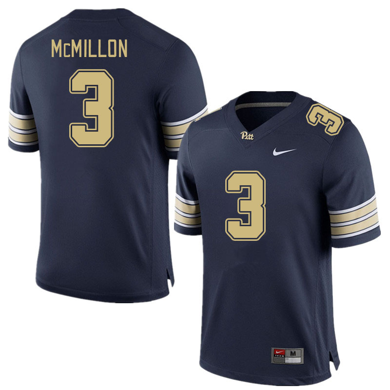 Men #3 Donovan McMillon Pitt Panthers College Football Jerseys Stitched Sale-Navy